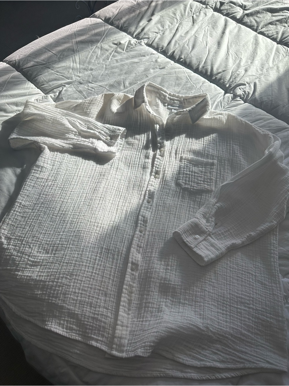 Sea Level Australia White Button-Down Cotton Gauze Shirt, size large - Picture 11 of 14
